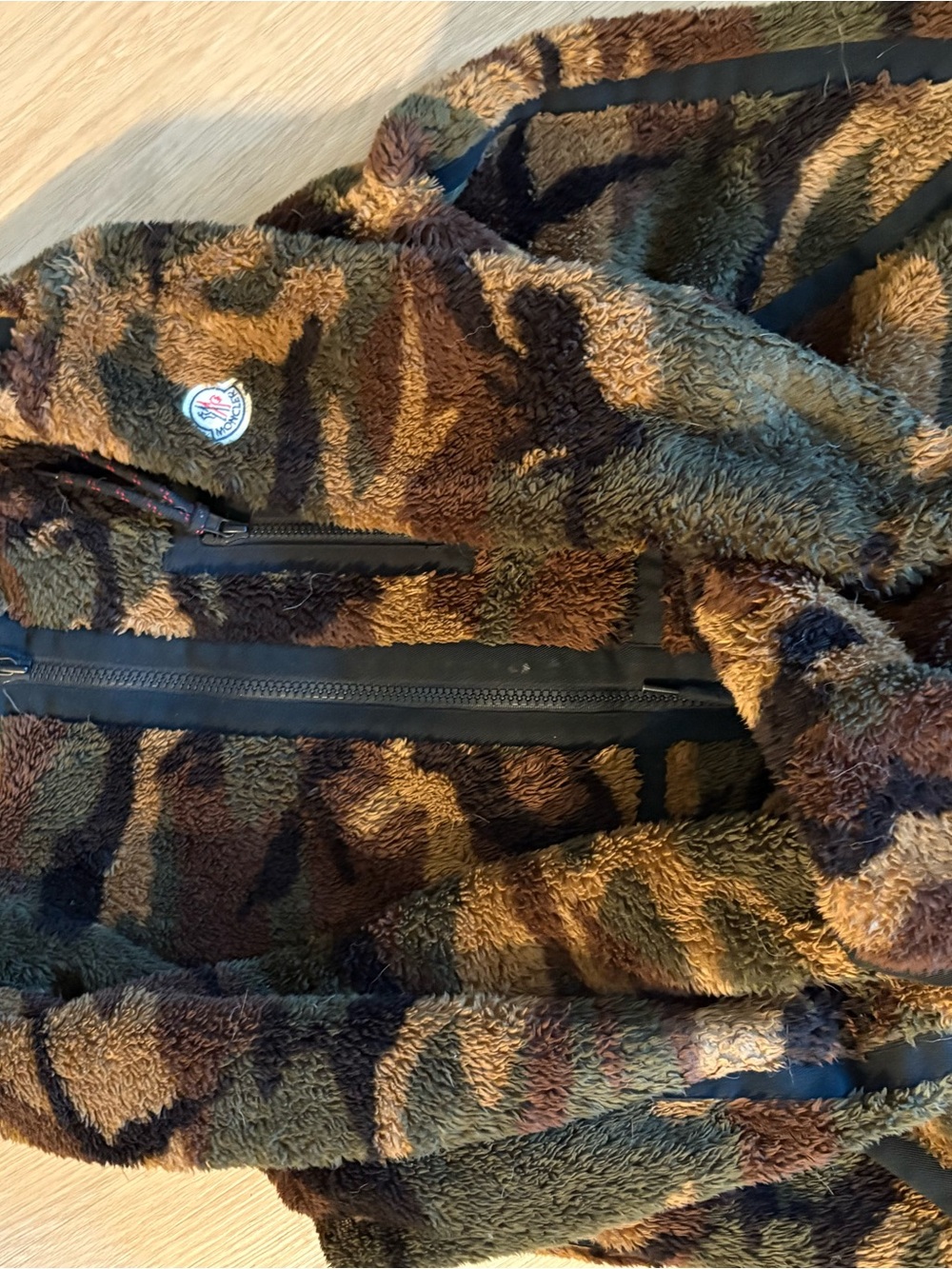 Moncler Camouflage Sherpa Performance Jacket in Green, Brown, Black